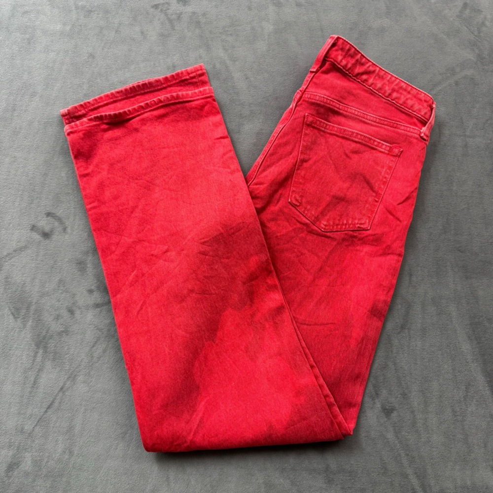 Abercrombie & Fitch Curve Love High Rise 90s Relaxed Red Jeans 27 Regular